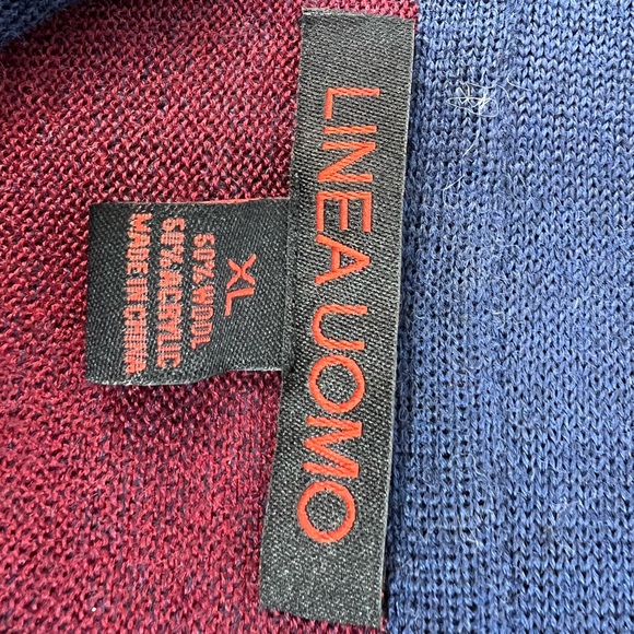 NWOT LINEA UOMO Blue & Red Preppy Wool Blend Sweater Size Large - Picture 6 of 10